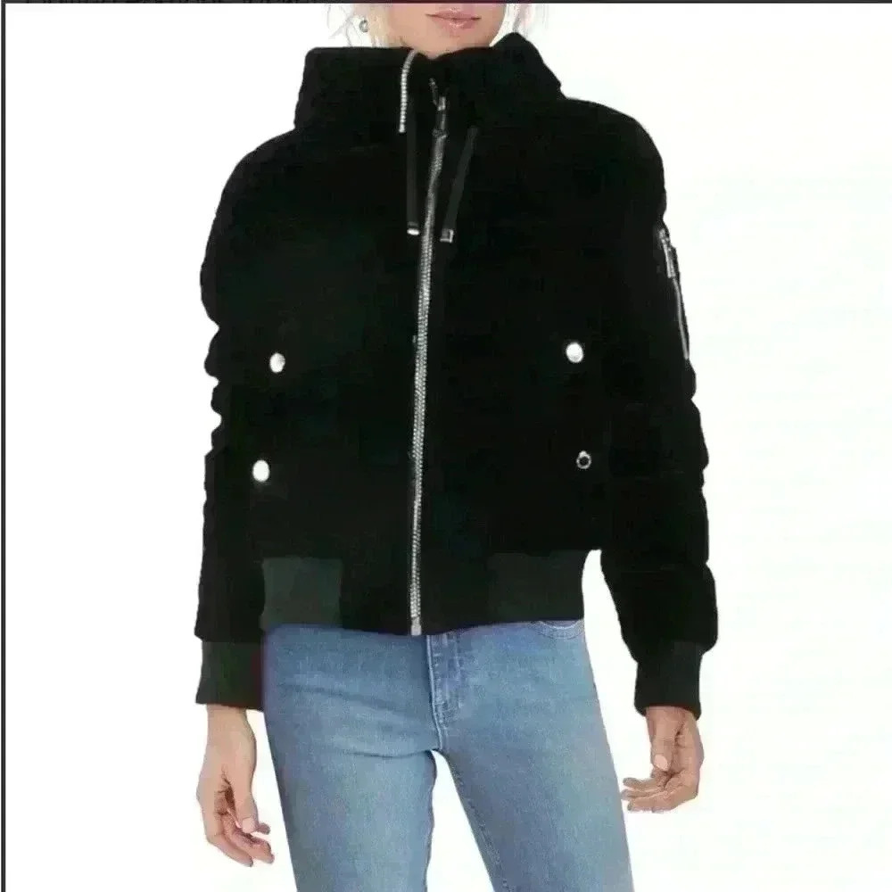 BCBGeneration velvet hooded bomber jacket Size XS